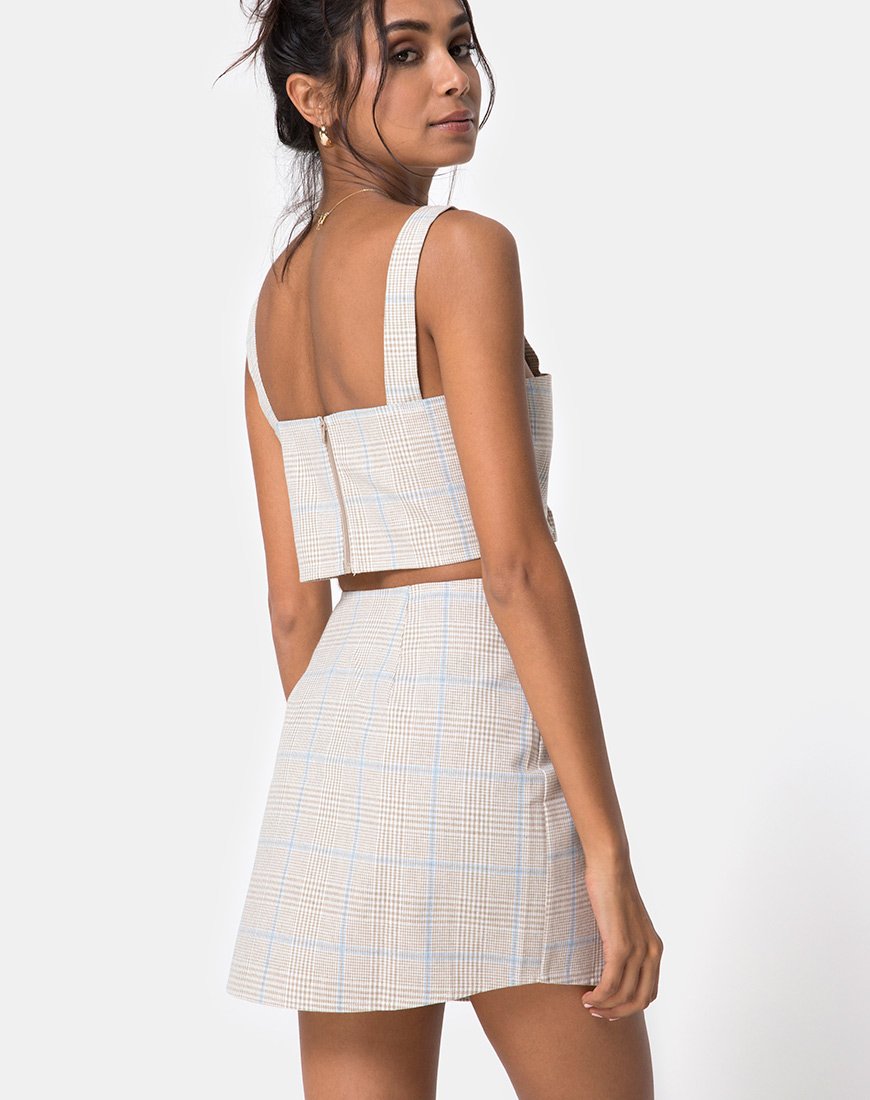 Bild von Kaira Crop Top in Tonal Plaid Almond