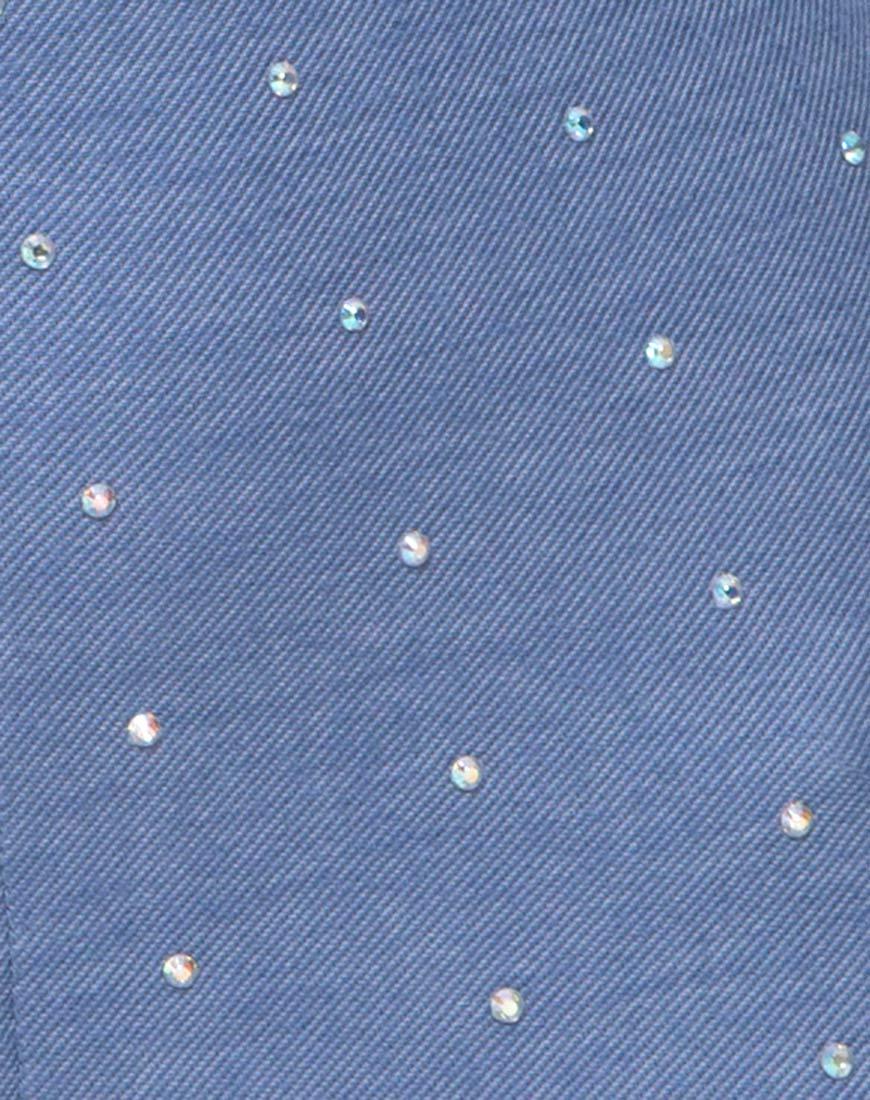 Image of Kajoon Spielanzug aus blauem Denim Hot Fix