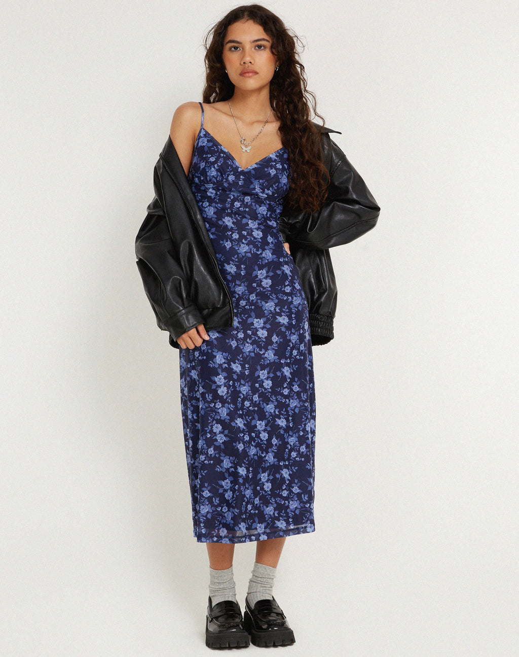Kalana Bedrucktes Midikleid in Pretty Floral Navy