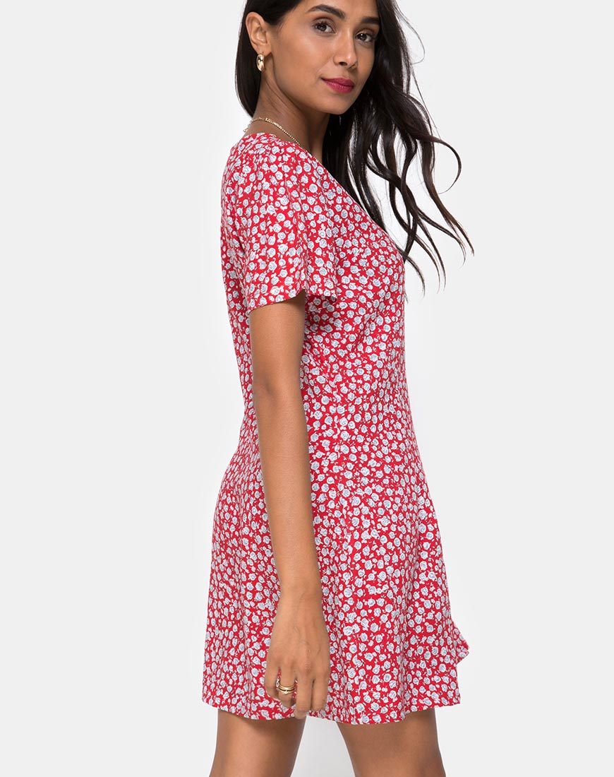 Kalea Kleid in Zartrosa Rot und Silber
