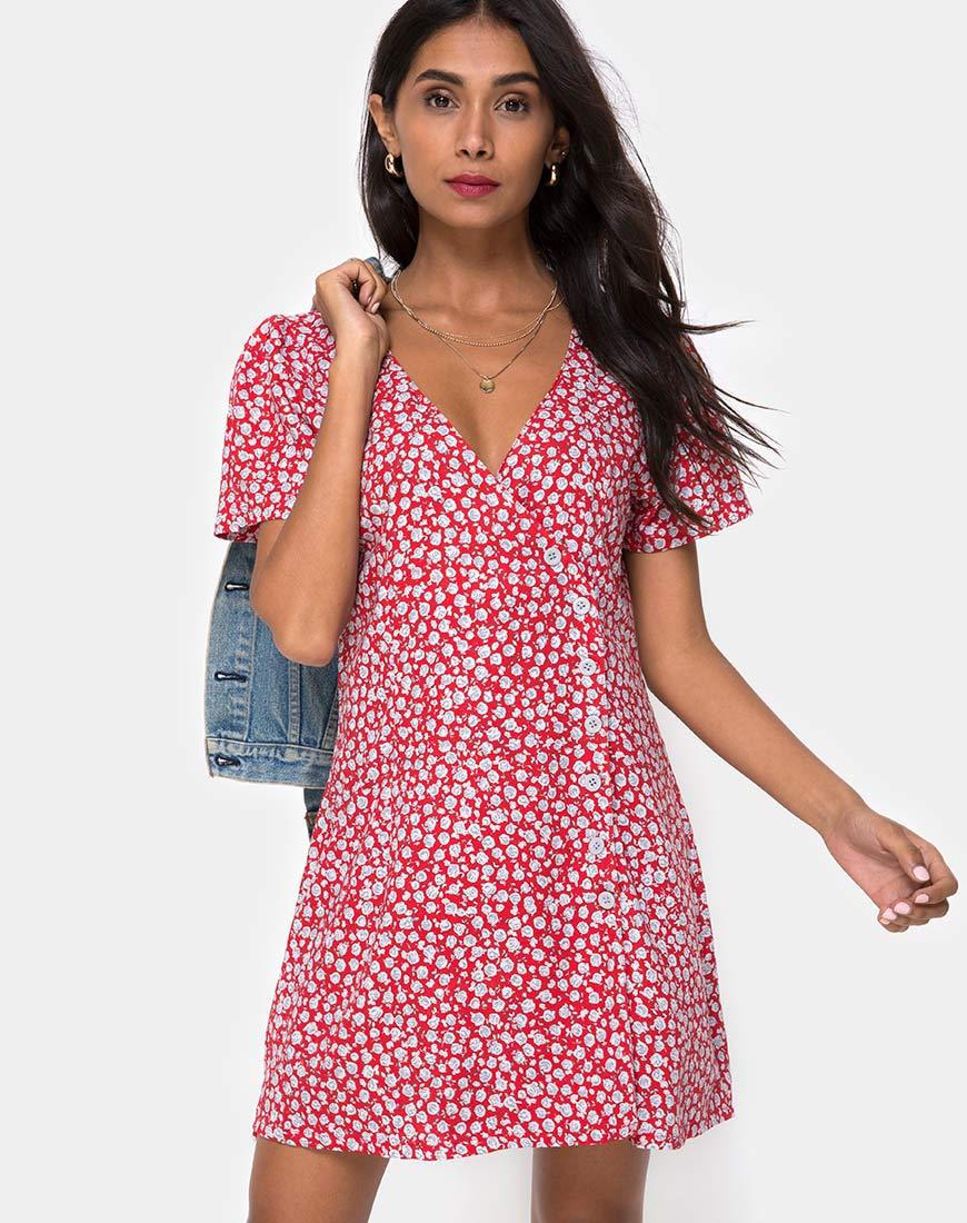 Kalea Kleid in Zartrosa Rot und Silber