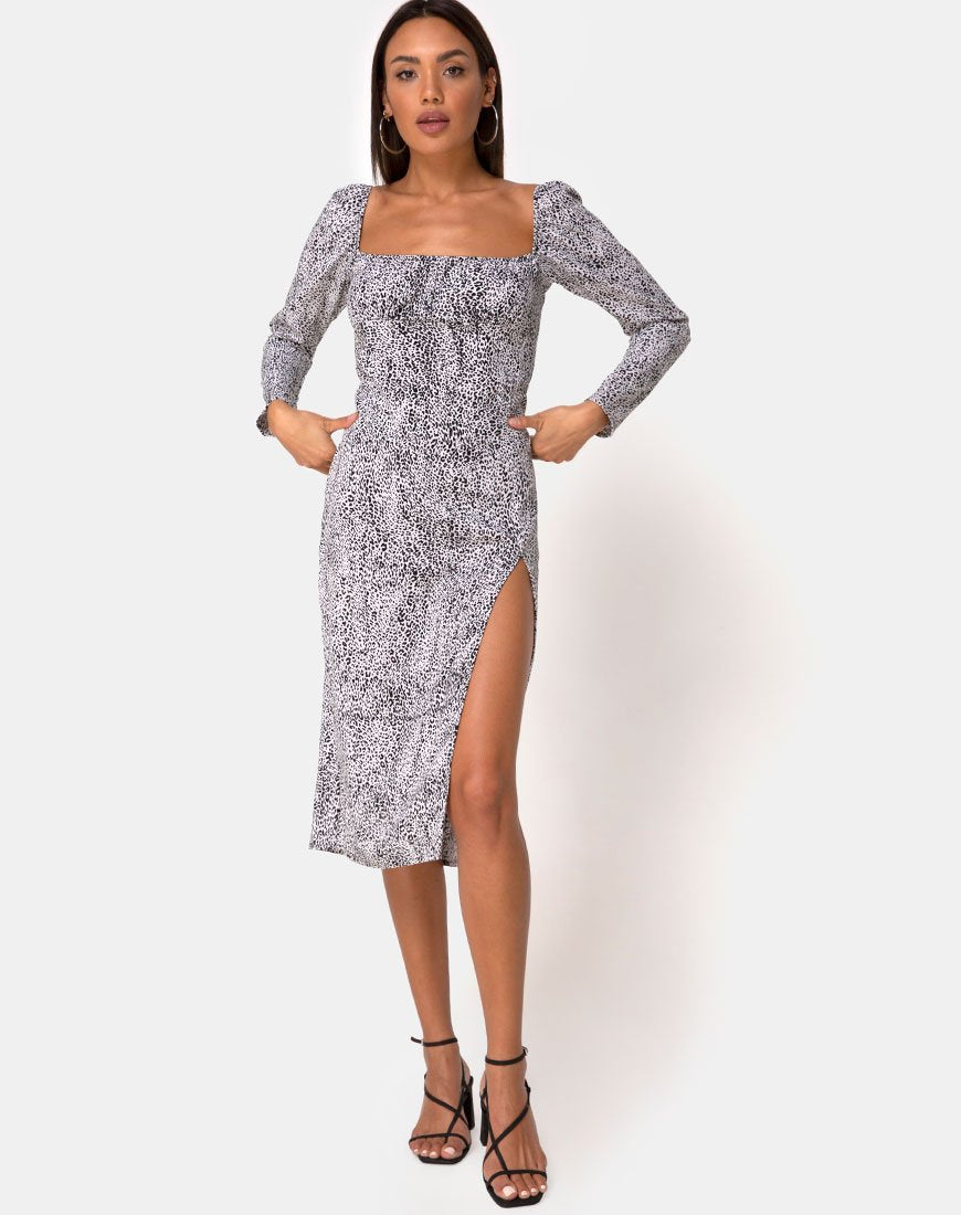 Bild von Kaleel Kleid in Leo Spot in Schwarz und Weiß