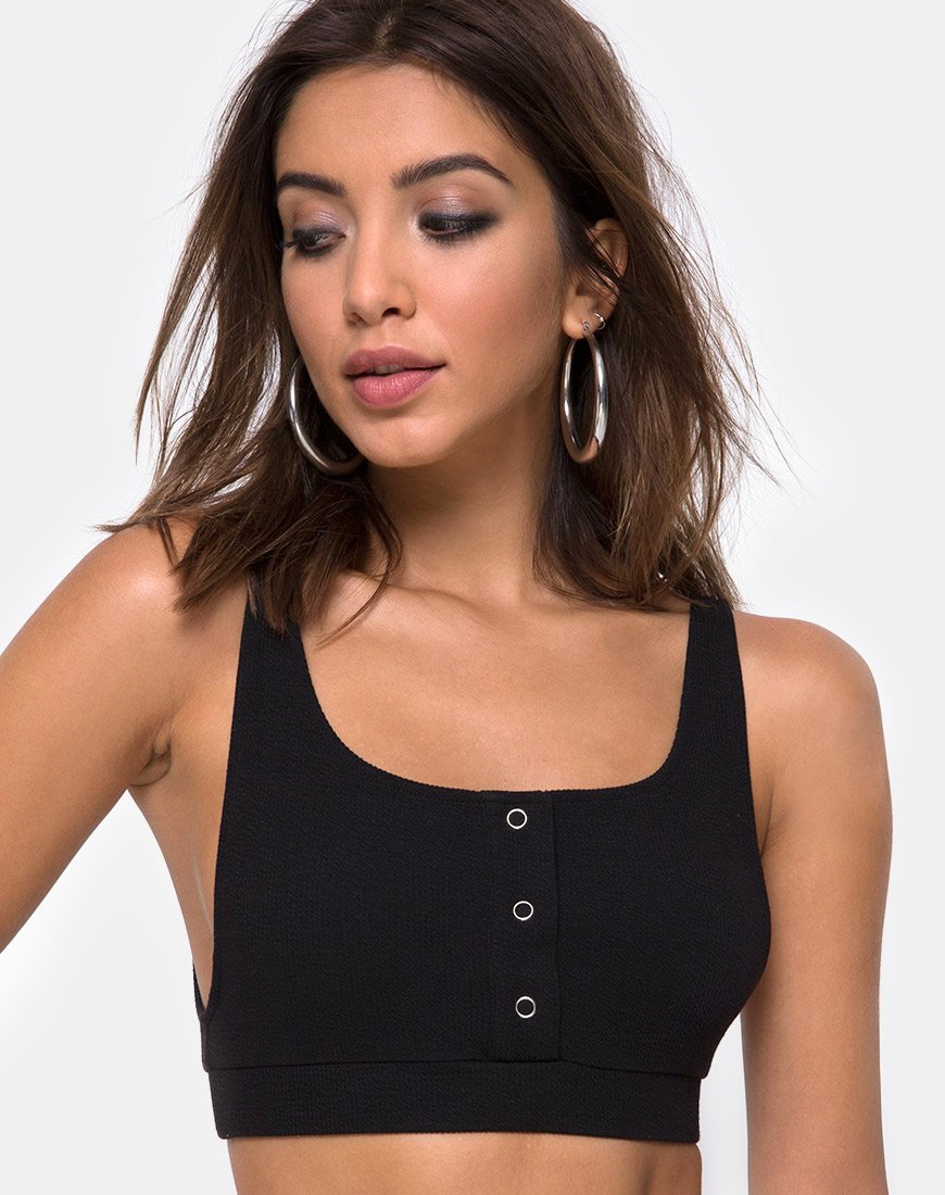 Kalica Crop Top aus Rippe Schwarz