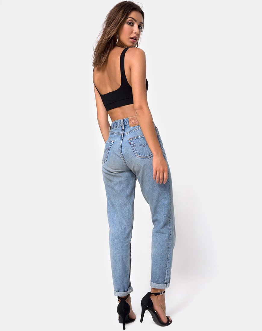 Image of Kalica Crop Top in Rippe Schwarz