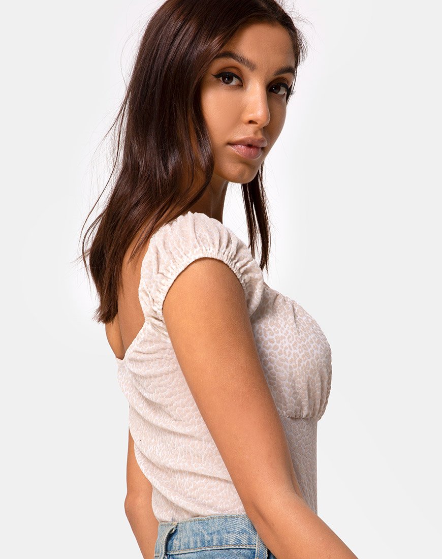 Image of Kalina Mieder in Flock Ditsy Leopard Taupe