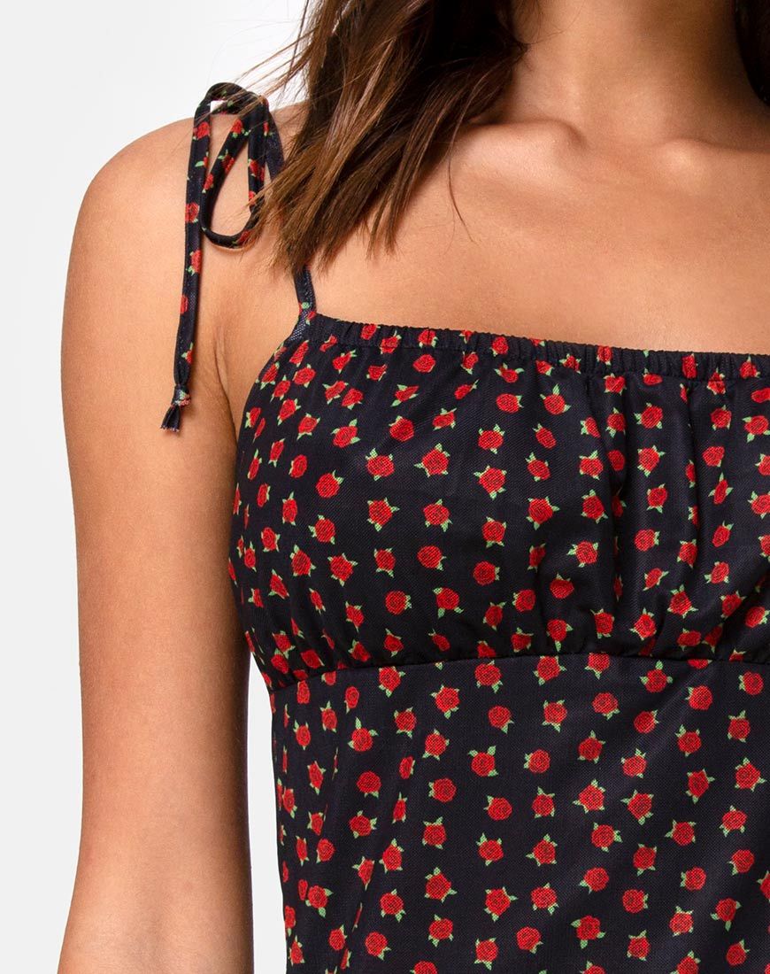 Image of Kaline Kleid aus gepunktetem rosa Netz