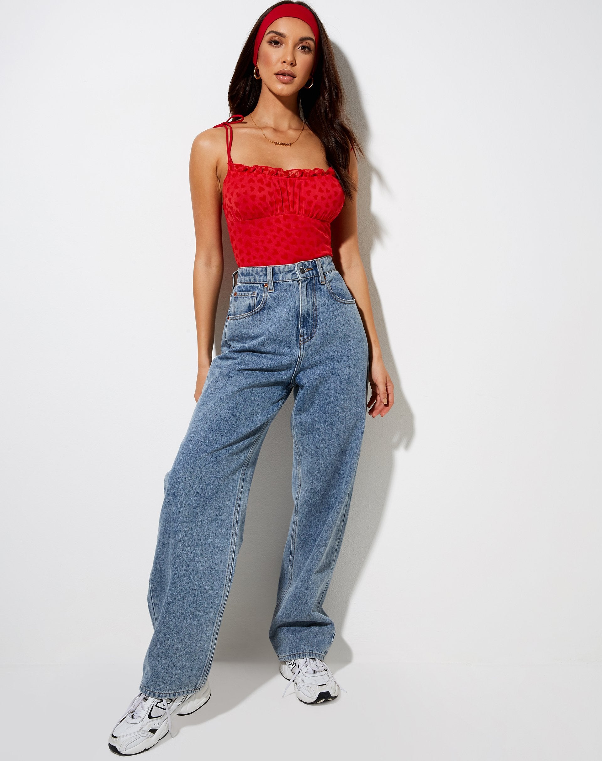 Image of Kalos Cami Top aus rotem Mesh Red Heart Flock