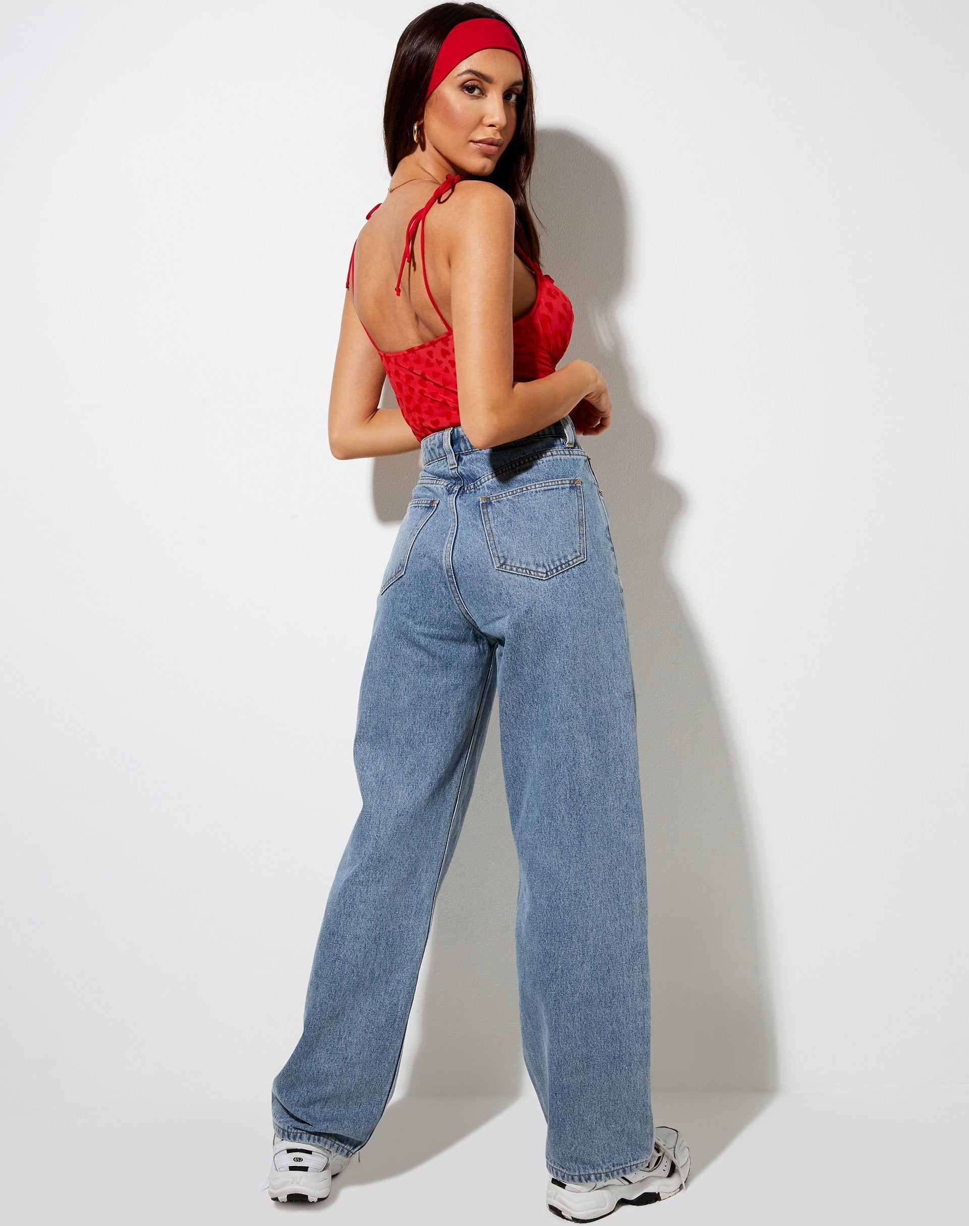 Image of Kalos Cami Top aus rotem Mesh Red Heart Flock