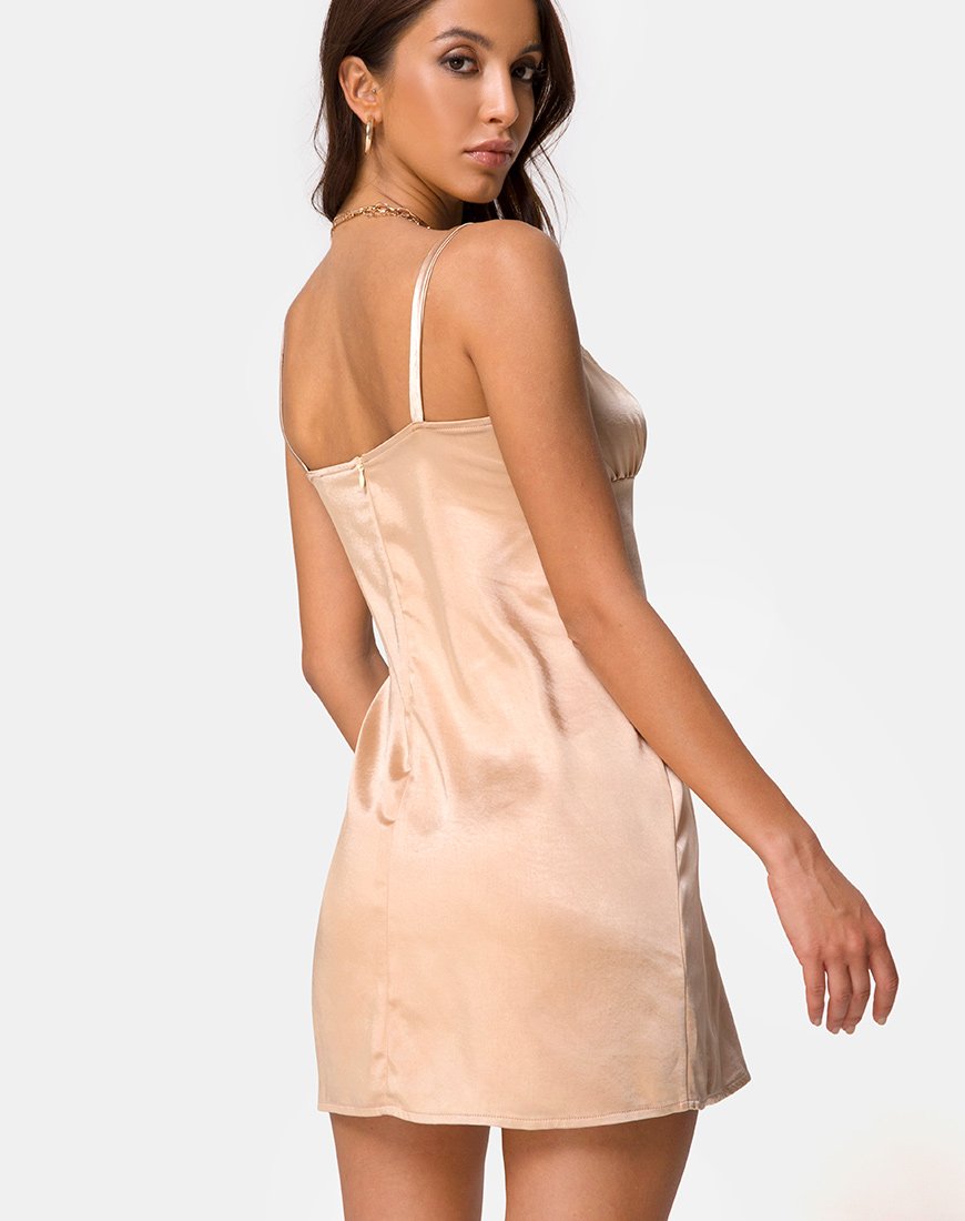 Kamalia Slip-Kleid aus Satin Champagner