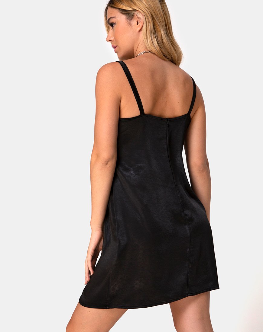 Image of Kamalia Slip Dress aus Satin Schwarz