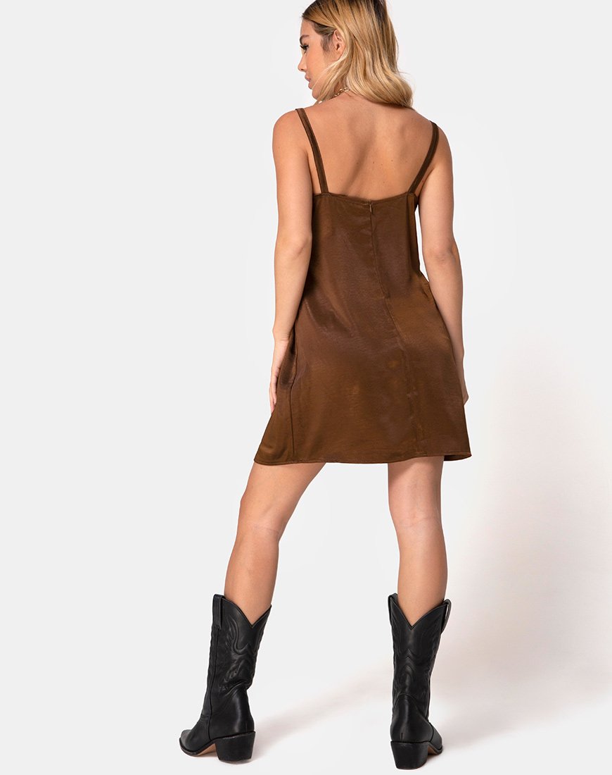 Image of Kamalia Schlupfkleid aus Satin Braun