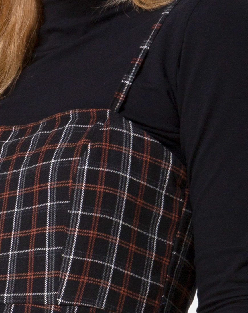 Image of Kaoya Midikleid in Karo Schwarz und Orange