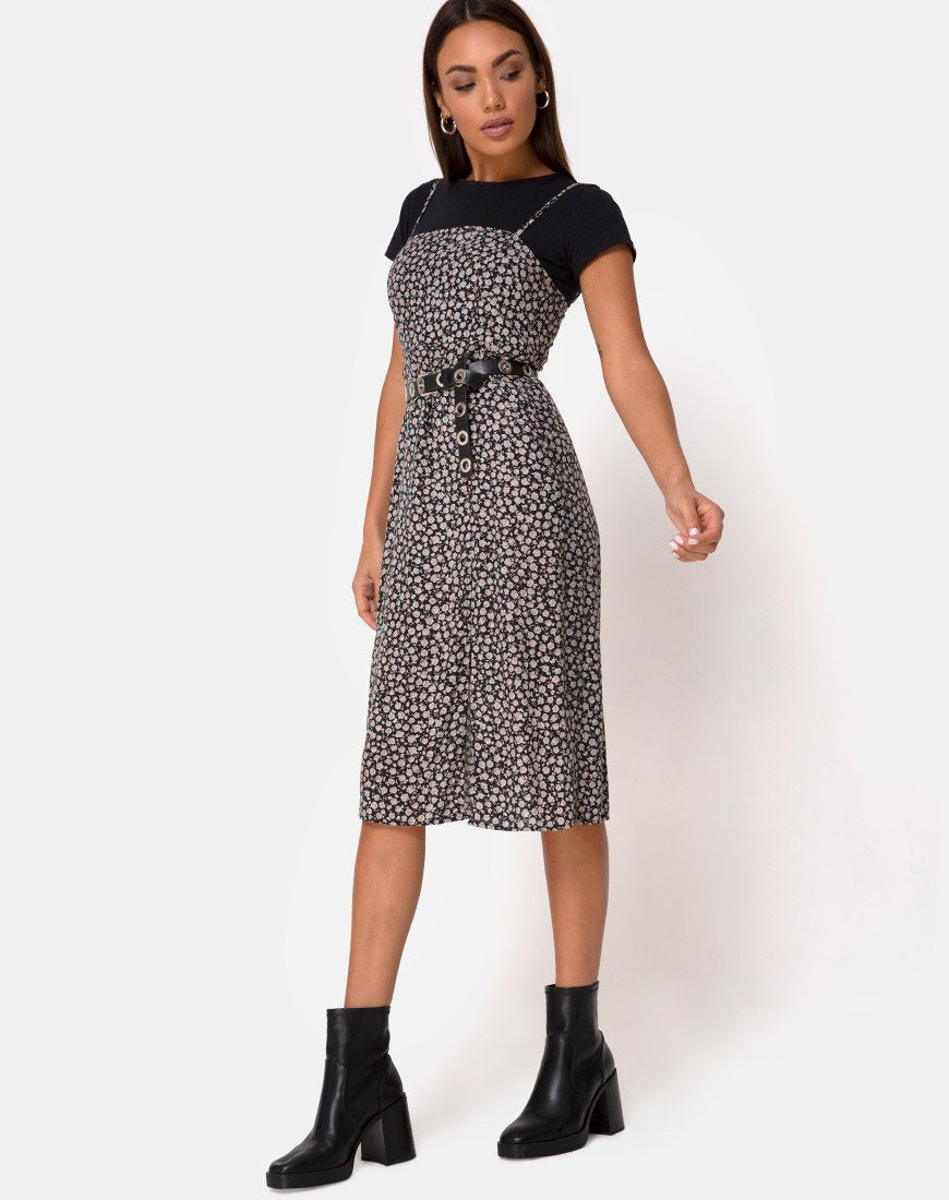 Image of Kaoya Midikleid in Ditsy Rose Schwarz