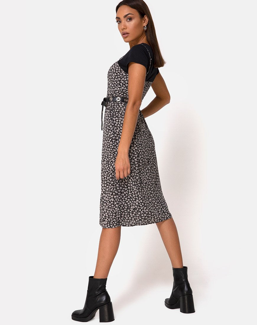 Image of Kaoya Midikleid in Ditsy Rose Schwarz