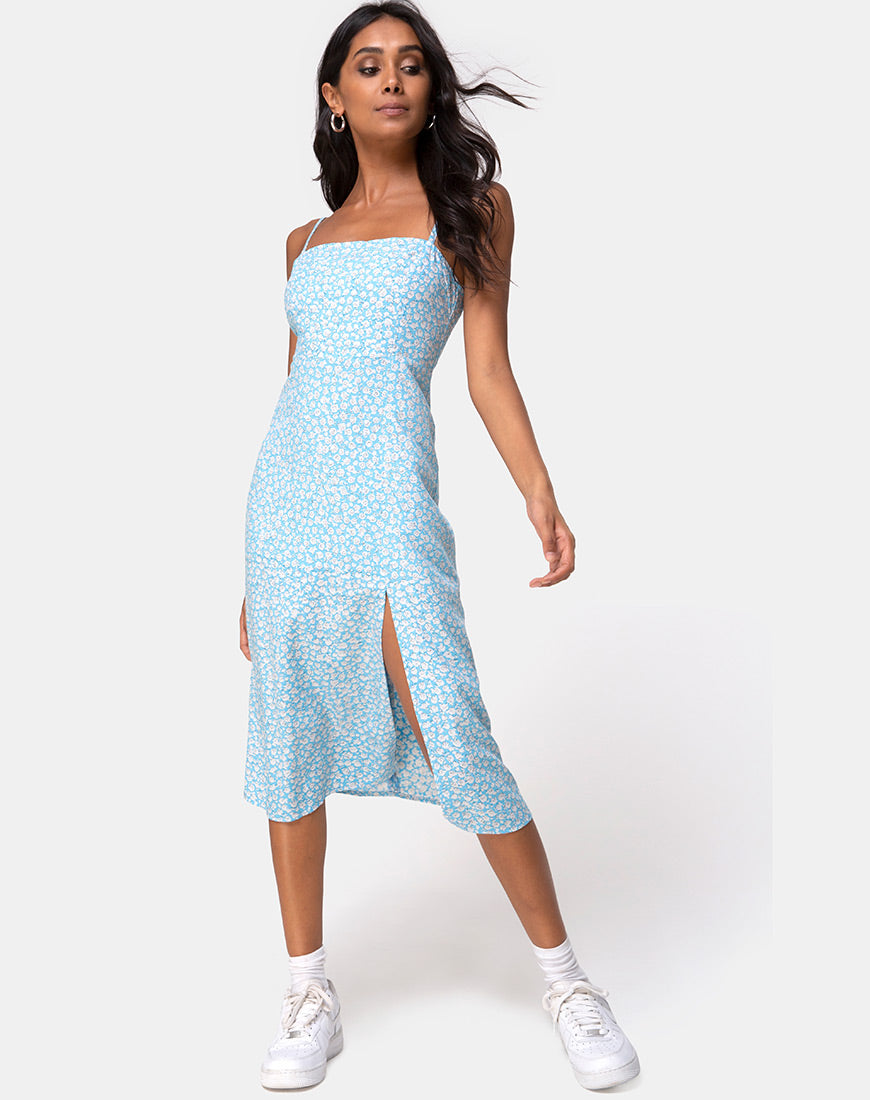 Image of Kaoya Midikleid in Ditsy Rose Blau