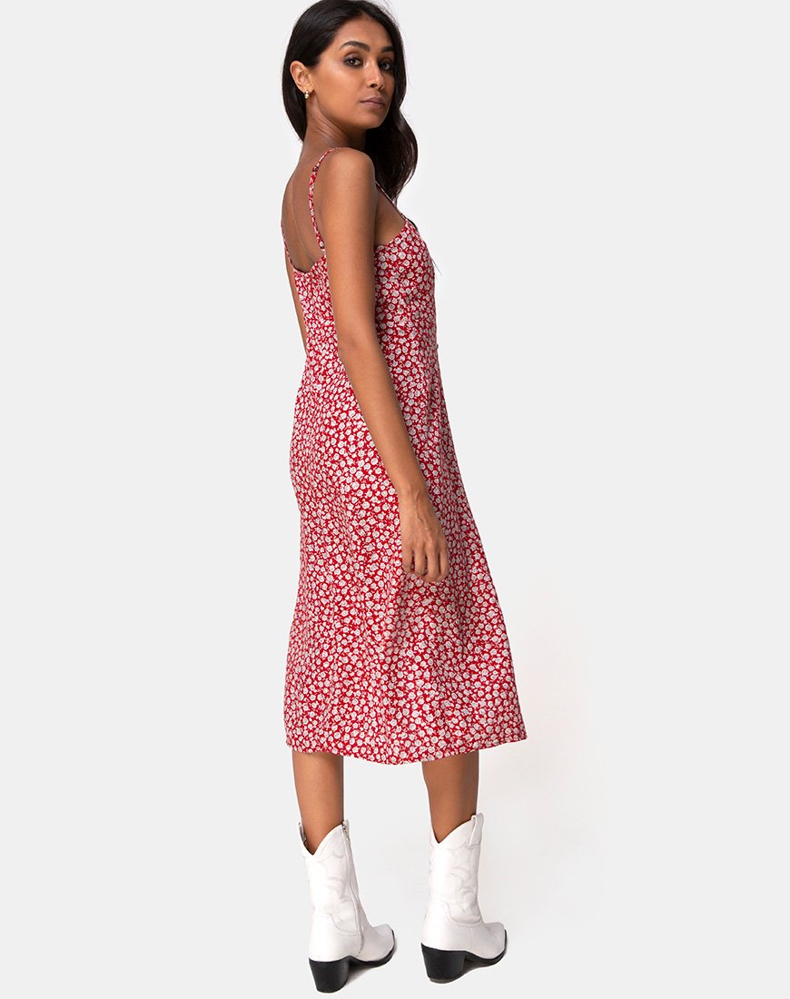 Image of Kaoya Midikleid in Ditsy Rose Rot
