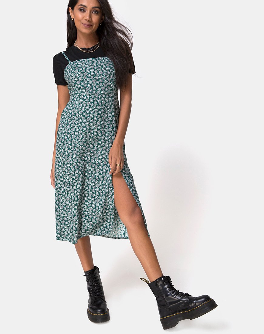 Kaoya Midikleid in Floral Bloom Grün