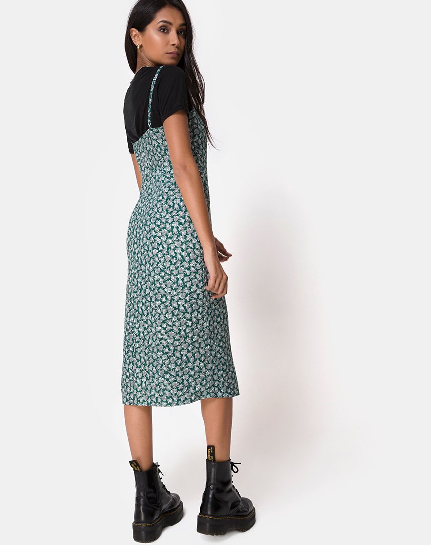 Kaoya Midikleid in Floral Bloom Grün
