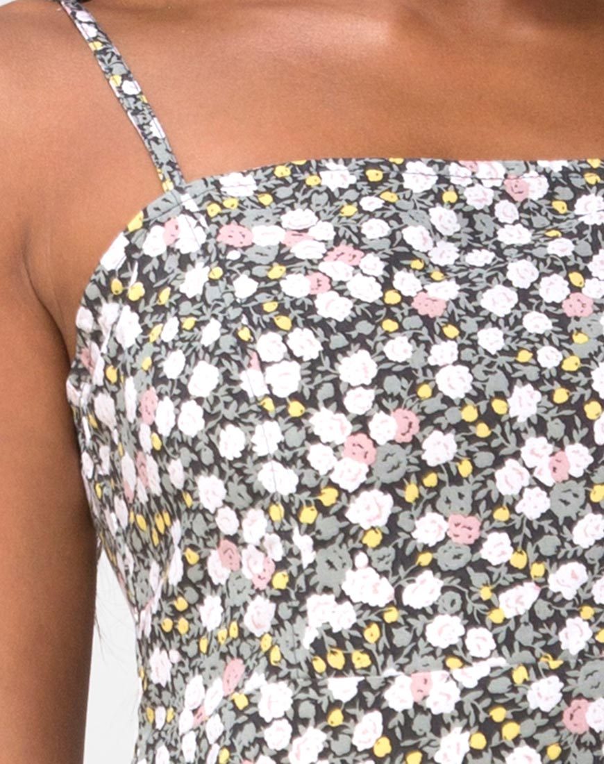 Image of Kaoya Midikleid aus geblümtem Feld oliv
