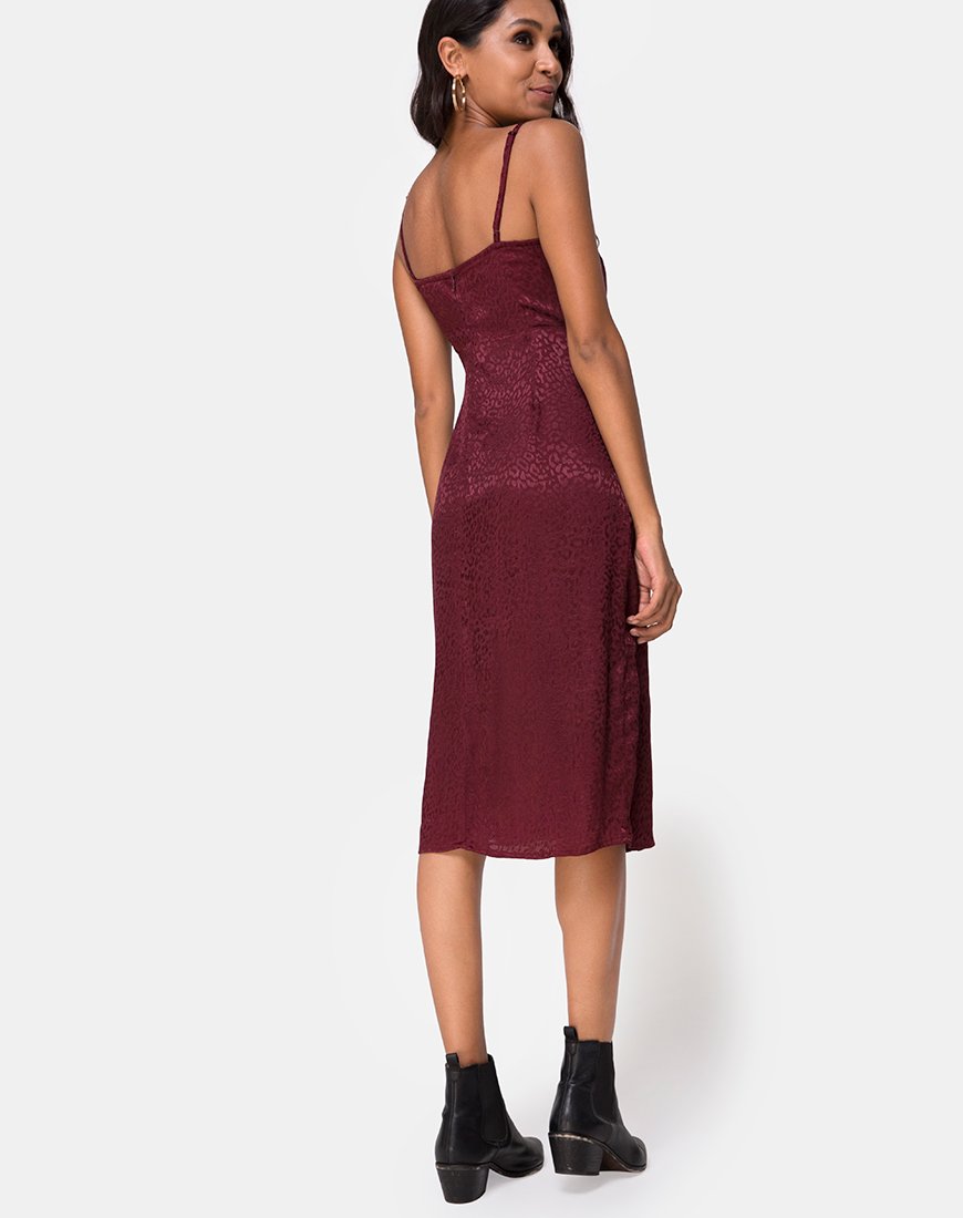Image of Kaoya Midikleid aus Satin Gepard Burgundy
