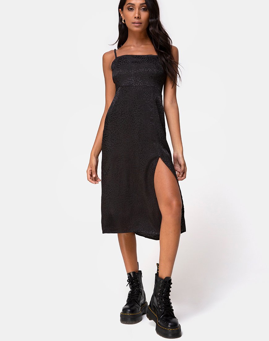 Image of Kaoya Midikleid aus Satin Gepard Schwarz