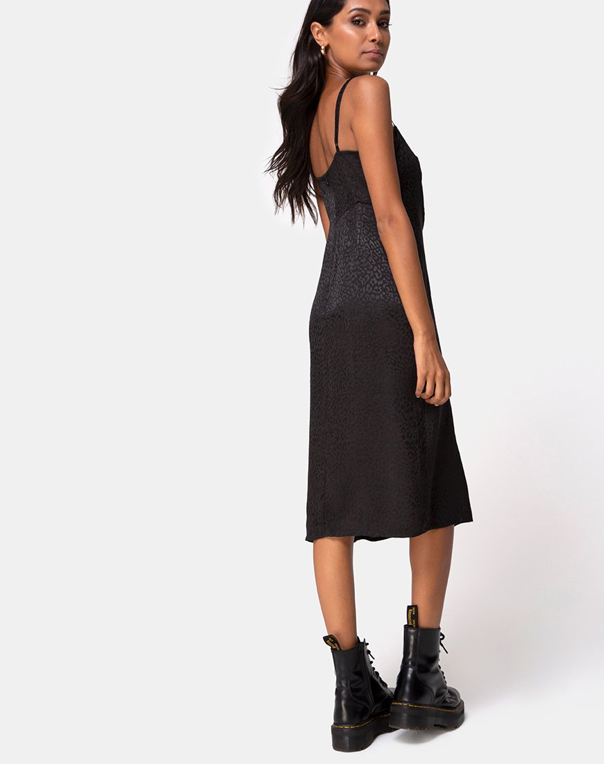 Image of Kaoya Midikleid aus Satin Gepard Schwarz