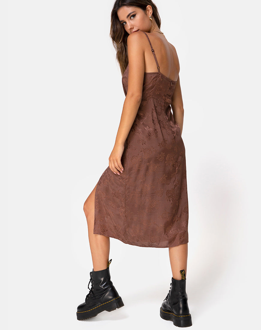 Image of Kaoya Midikleid aus Satin Rose Chocolate