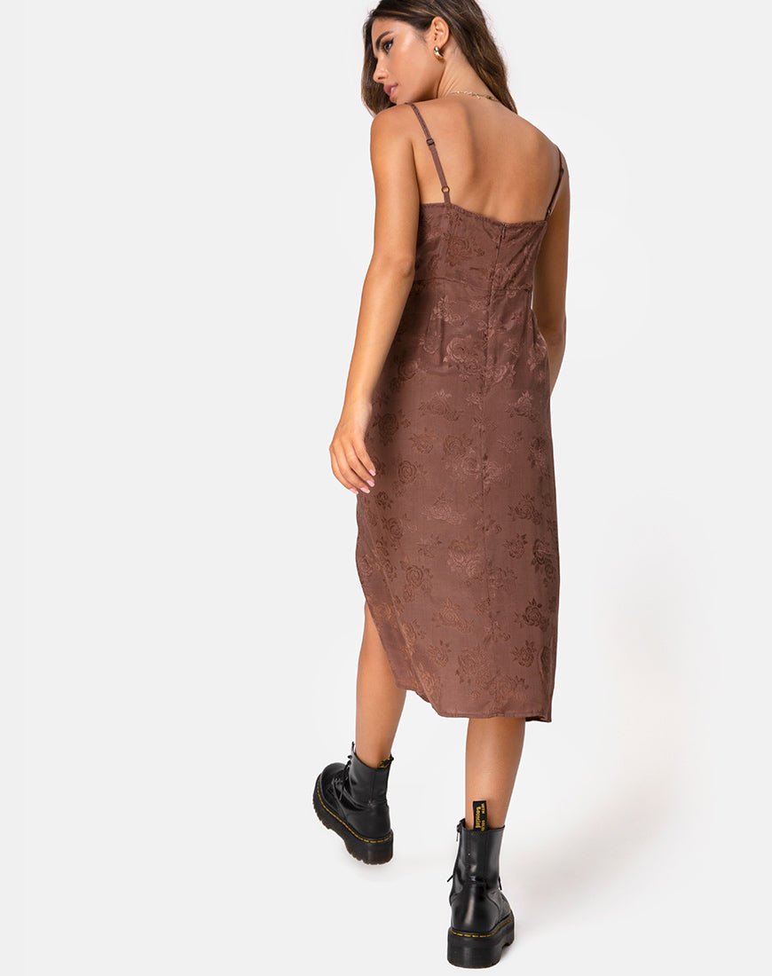 Image of Kaoya Midikleid aus Satin Rose Chocolate