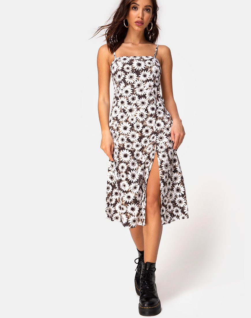 Kaoya Midikleid aus gefärbtem Gänseblümchen