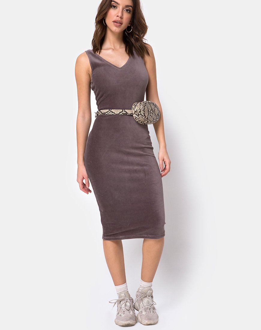 Kardie Bodycon-Kleid aus Mokka-Samt-Rippe