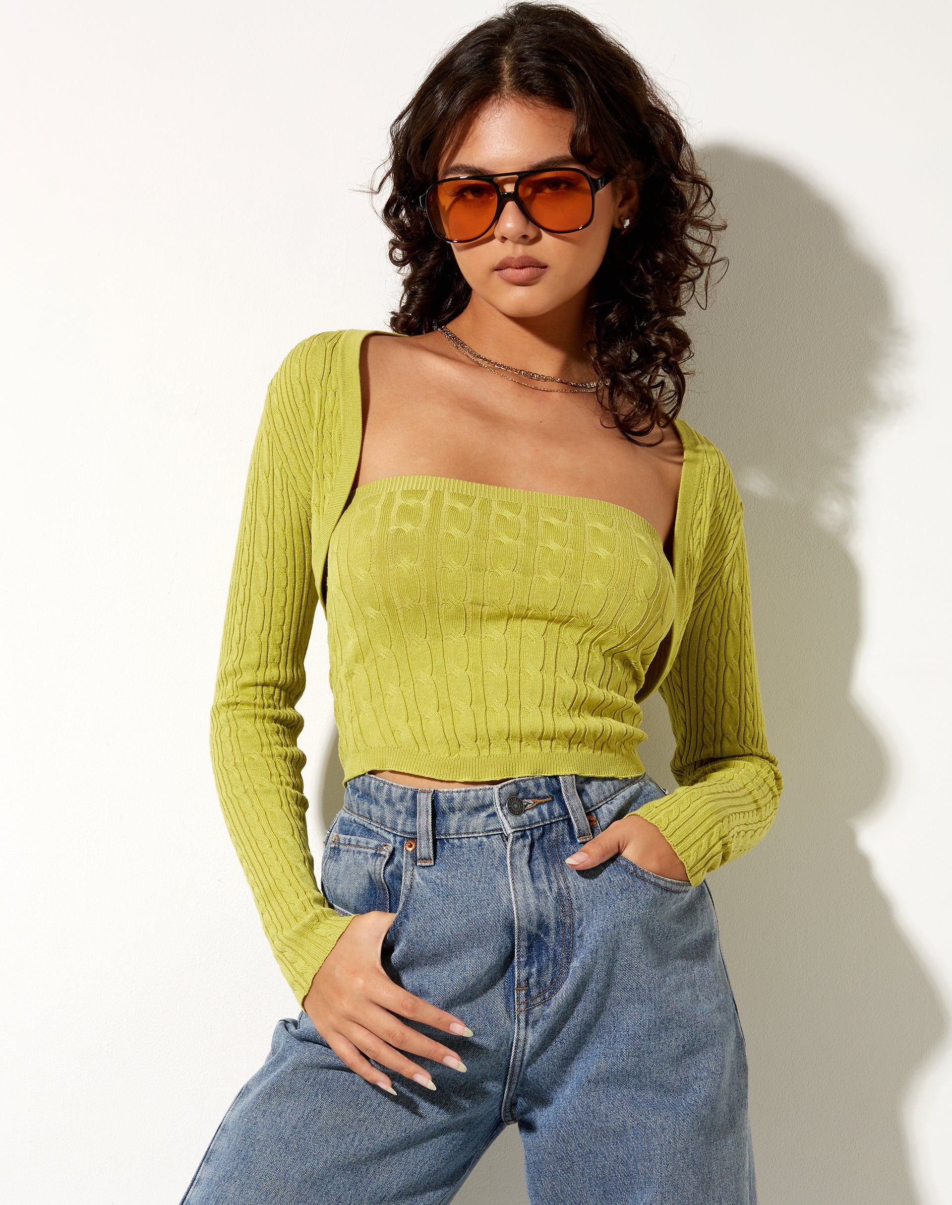 Image of Gya Langarm-Top in Knit Olive