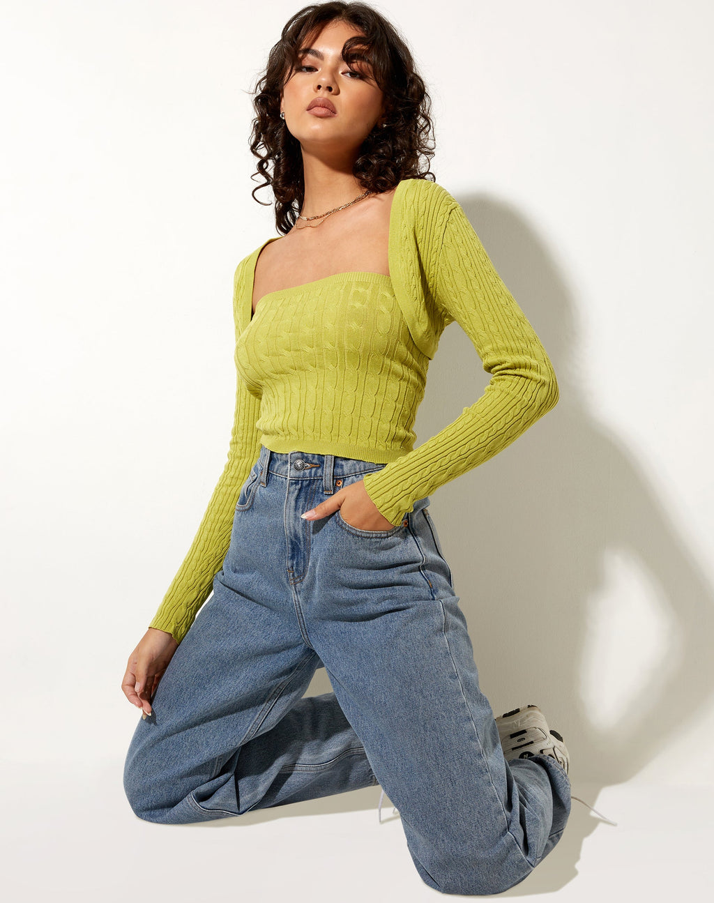 Gya Langarm-Top in Knit Olive