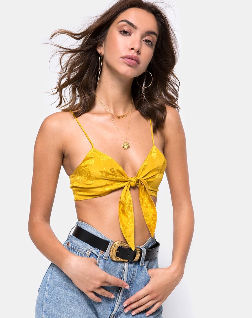 Kasen Bralet aus Satin Senf Rose