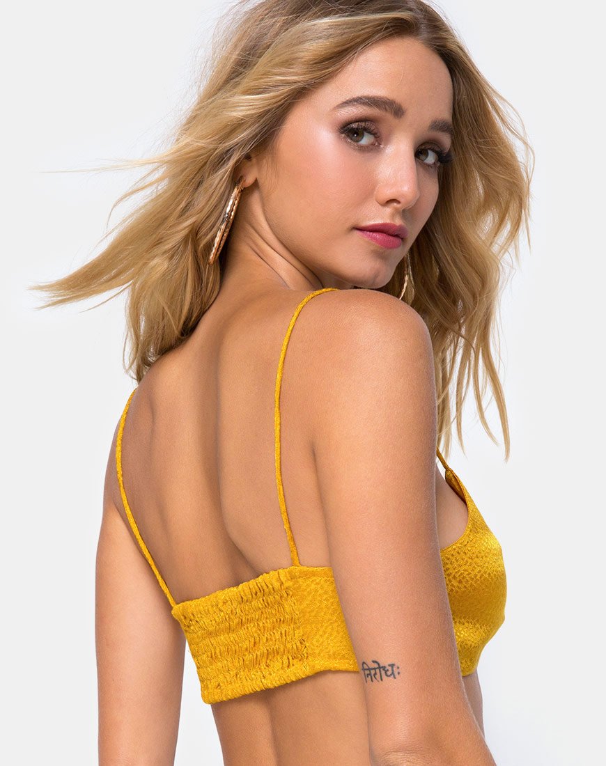 Kasen Bralet aus Satin Senf