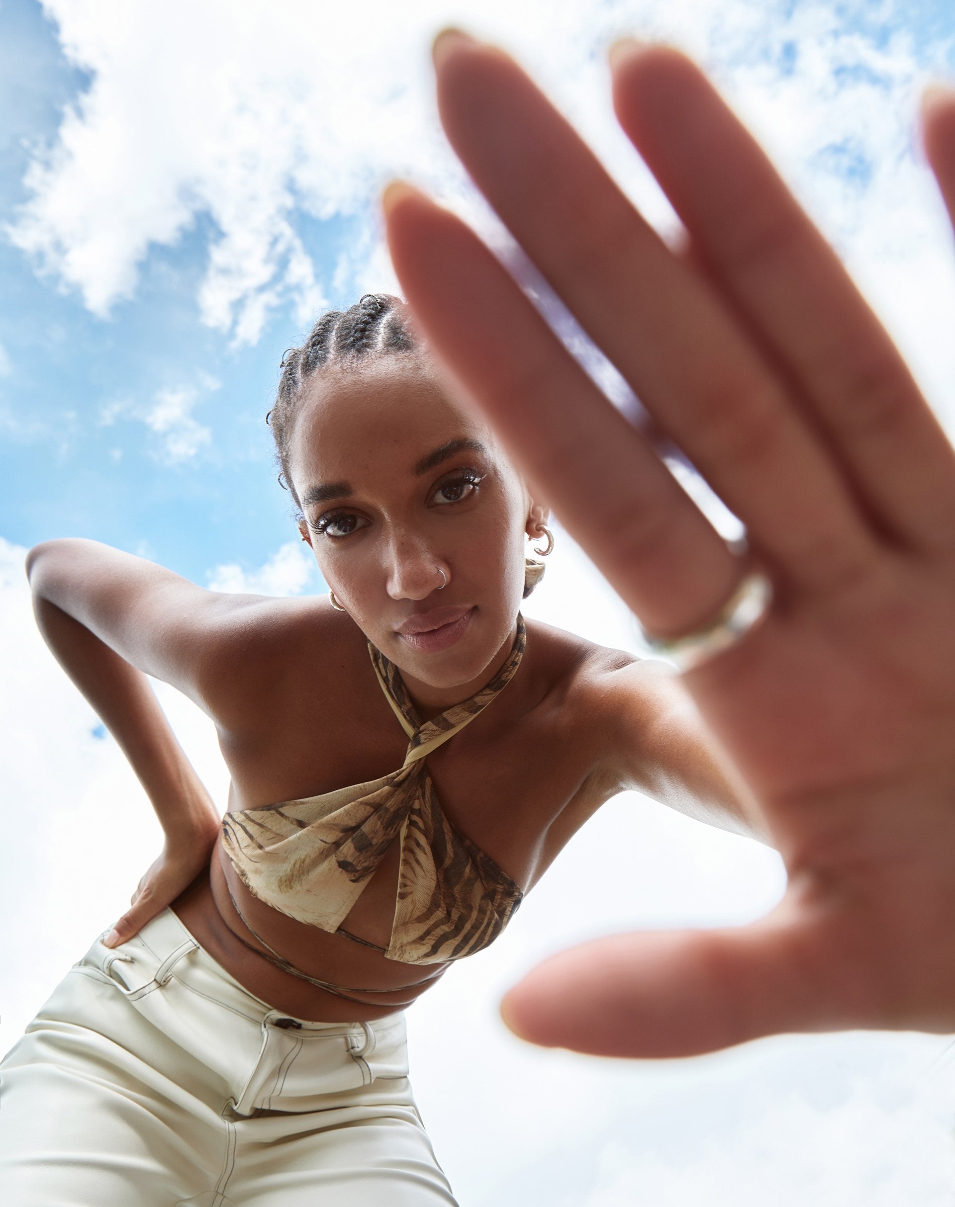 Image of Katara Riemchen-Top in Tiger Brown