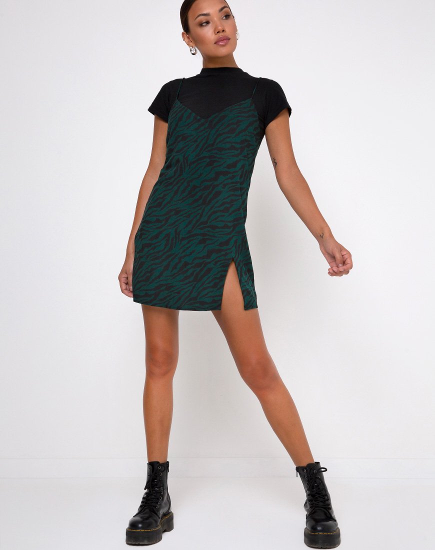 Image of Katya Minikleid in 90s Zebra Waldgrün