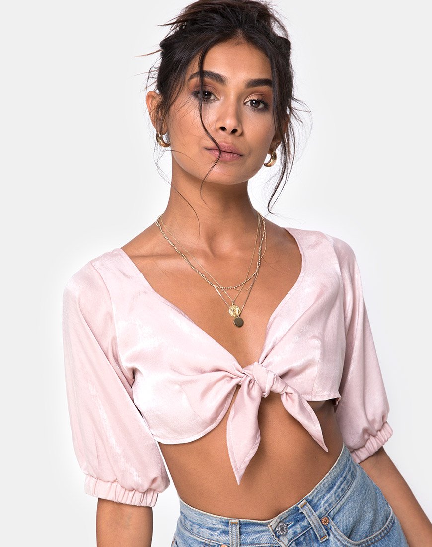 Bild von Kavida Crop Top in Satin Dusty Rose