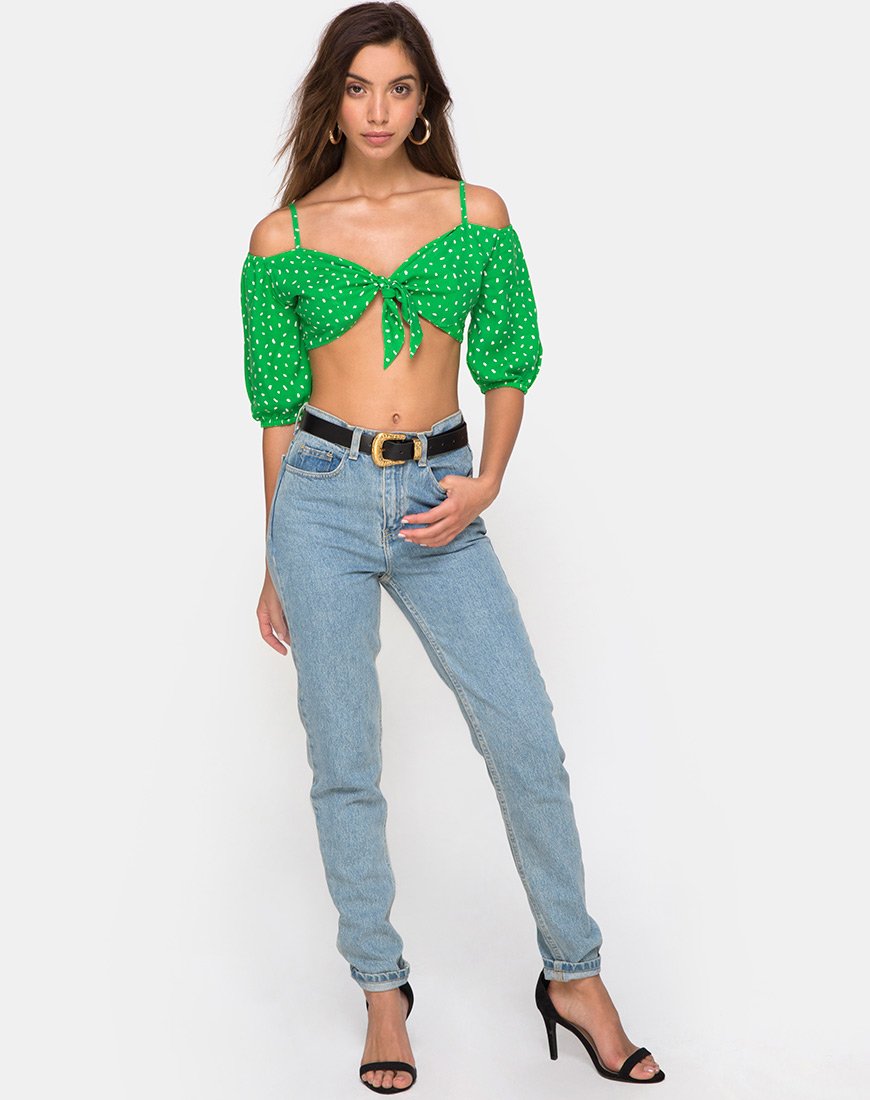 Bild von Kavon Crop Top in Grün Diana Dot
