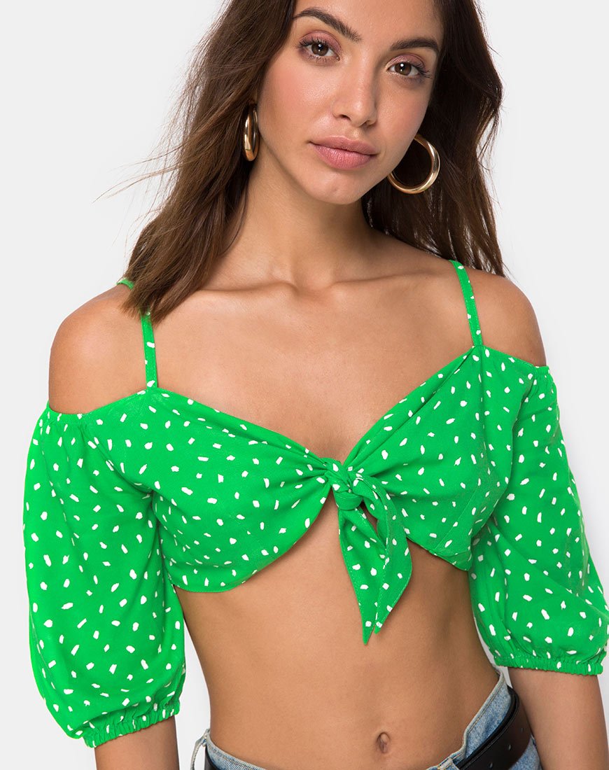 Kavon Crop Top in Grün Diana Dot