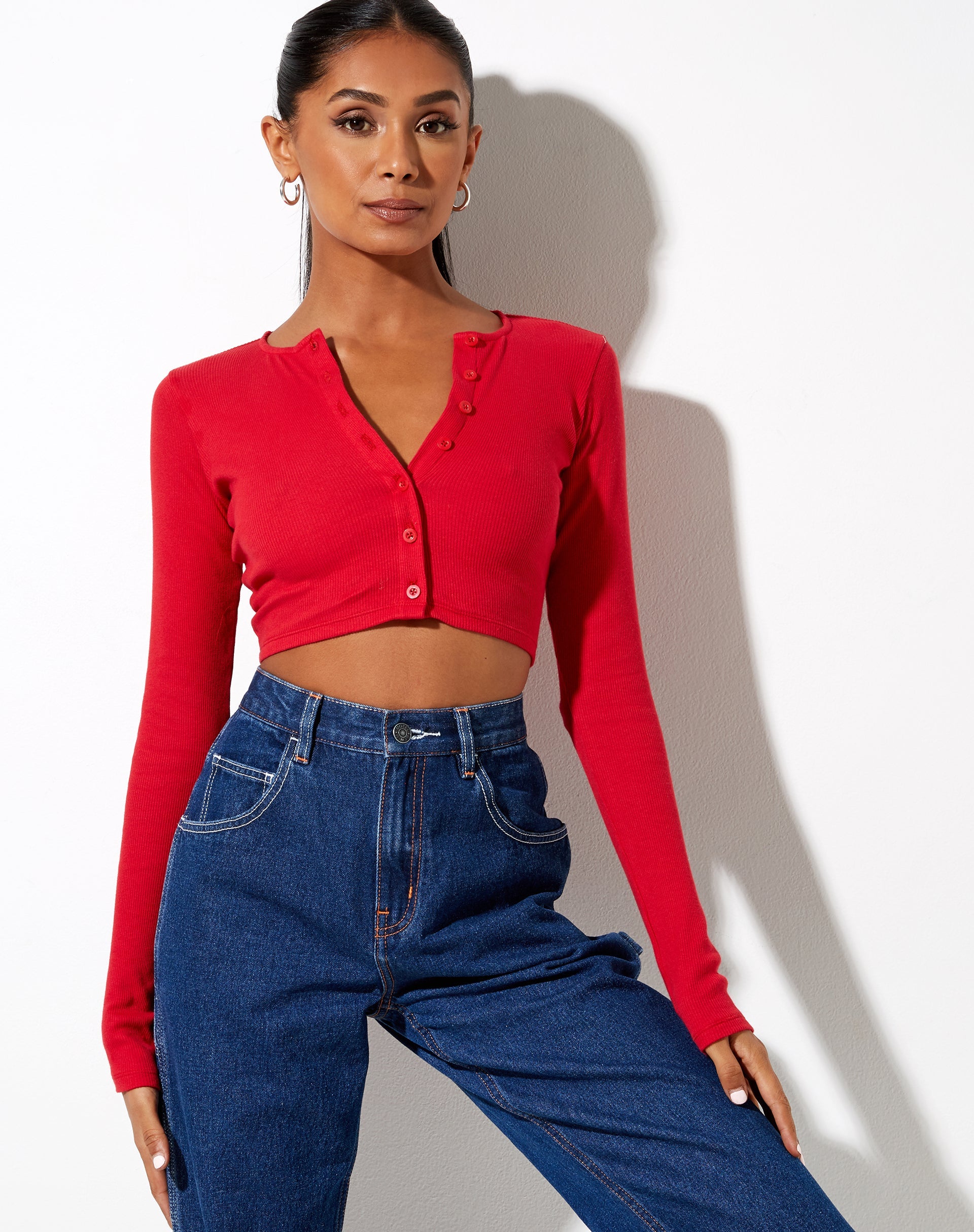 Bild von Kaya Crop Top aus Rippstrick in Rot