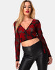 Image of Kajak Wrap Top in romantischer roter Rosenflocke