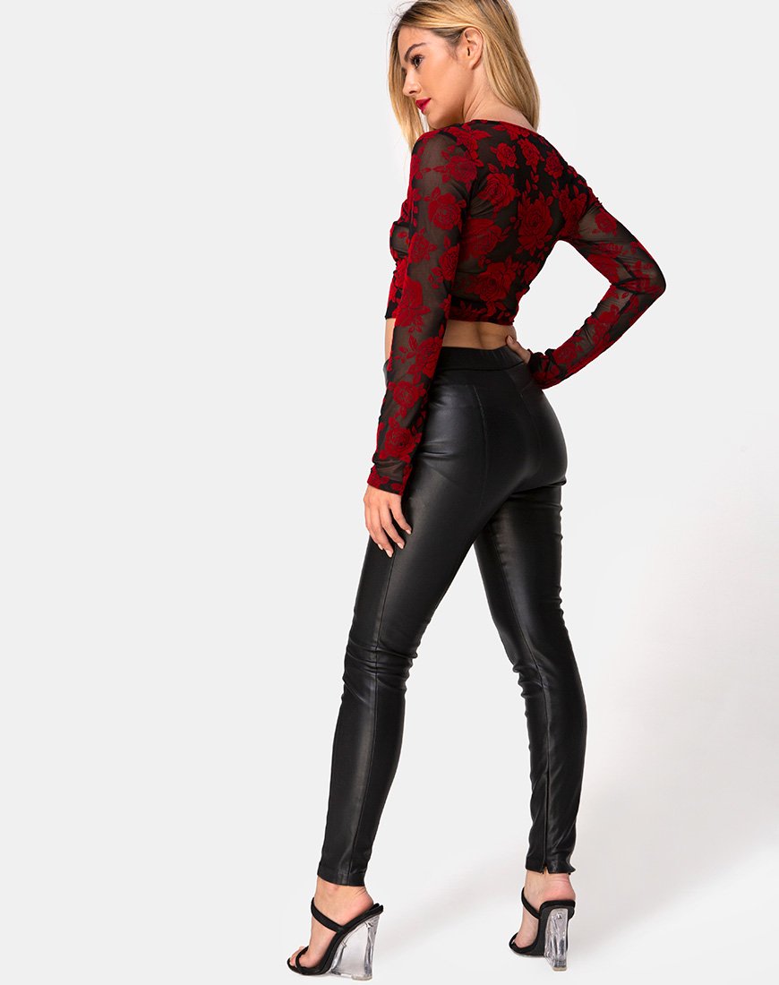 Image of Kajak Wrap Top in romantischer roter Rosenflocke