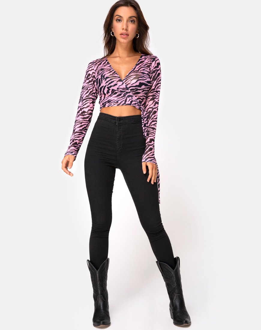 Bild von Kayak Wrap Top in Blush Zebra Mesh
