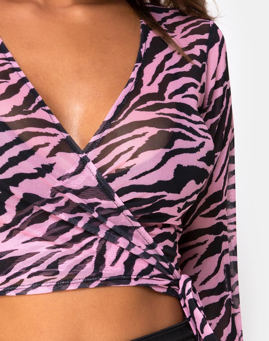 Bild von Kayak Wrap Top in Blush Zebra Mesh