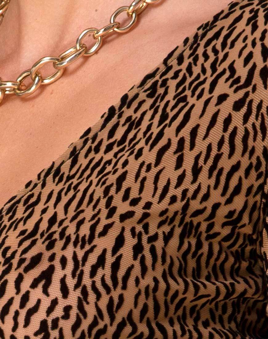 Image of Kajak Wrap Top in Animal Flock Tan Net