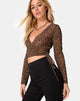Image of Kajak Wrap Top in Animal Flock Tan Net