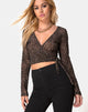 Image of Kajak Wrap Top in Rar Leopard Flock Mesh