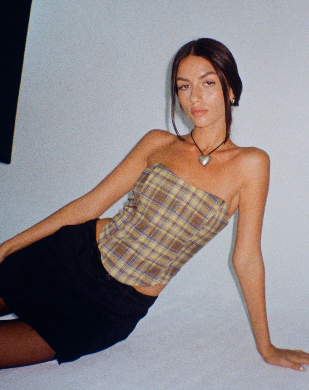 Kayashi Korsett-Top in Blau-Gelb-Karo