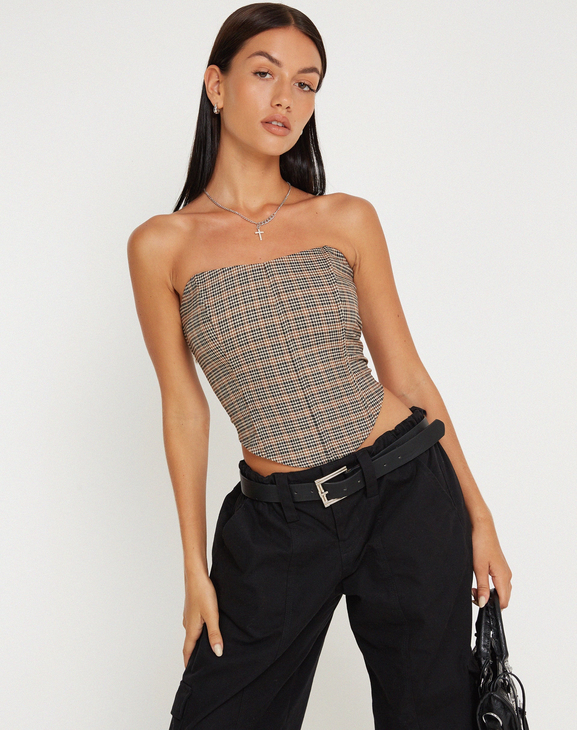 Abbildung von Kayashi Korsett-Oberteil in Micro Brown Check