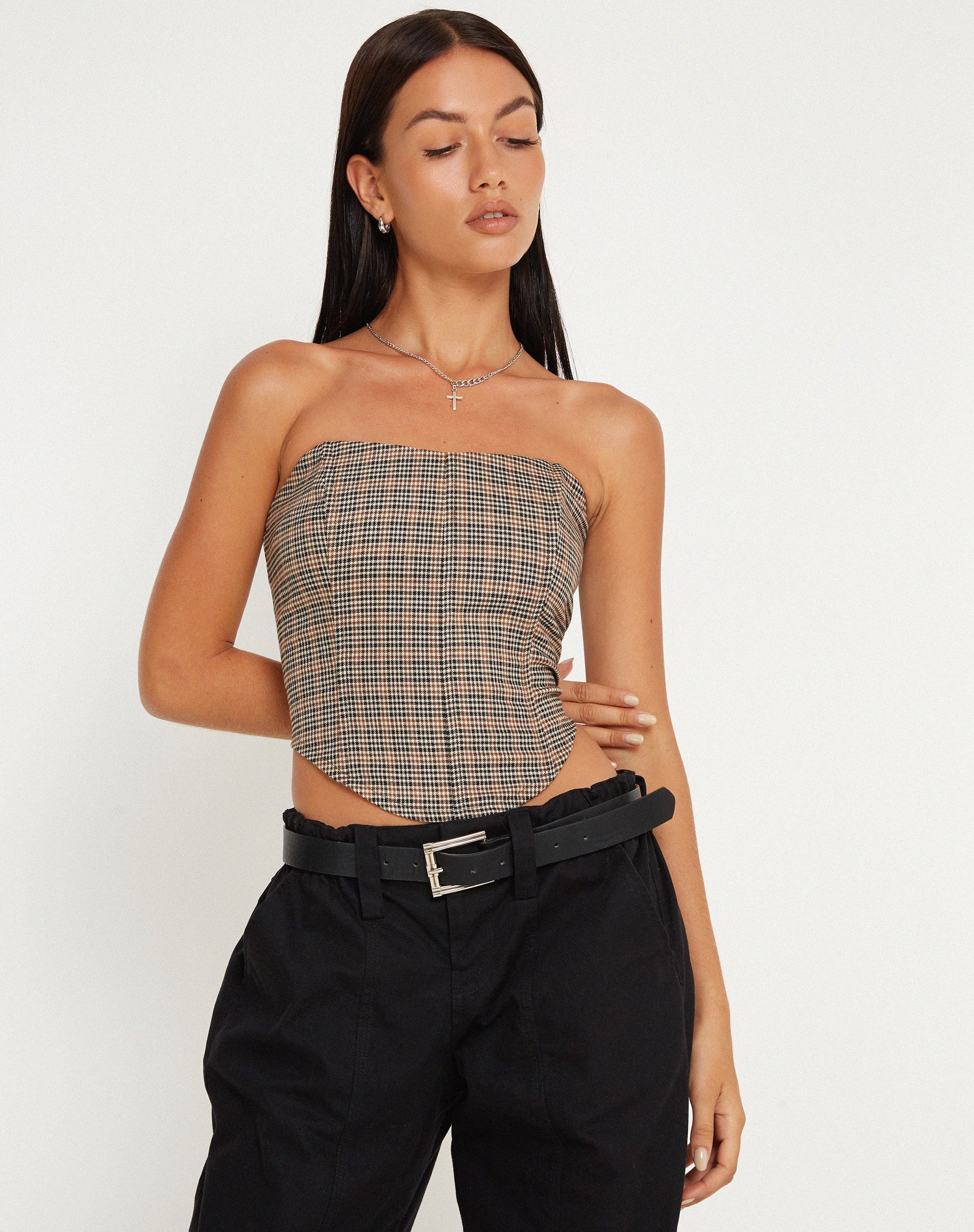 Abbildung von Kayashi Korsett-Oberteil in Micro Brown Check